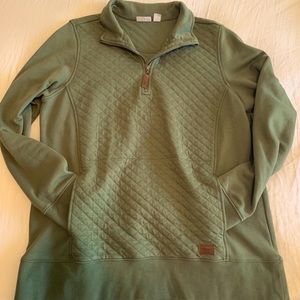 Women’s L.L.BEAN Quilted 3/4 zip Pullover ✨OLIVE✨